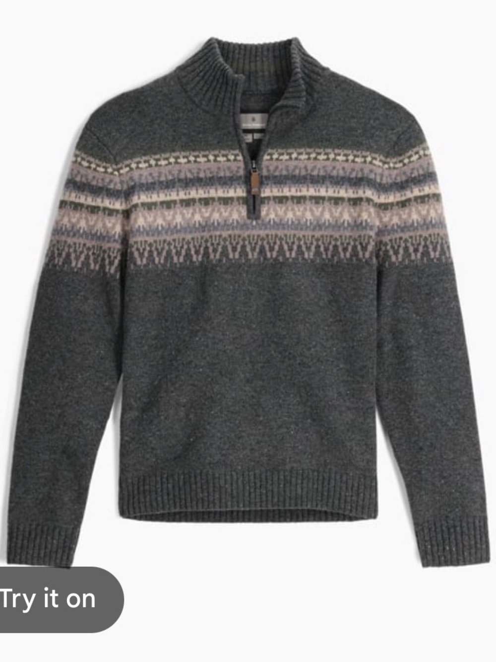Men's Royal Robbins Arch Rock Quarter-Zip Pullover Fair Isle 100% Wool Sweater